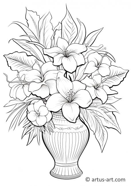 Página para colorir Flores Tropicais em um Vaso